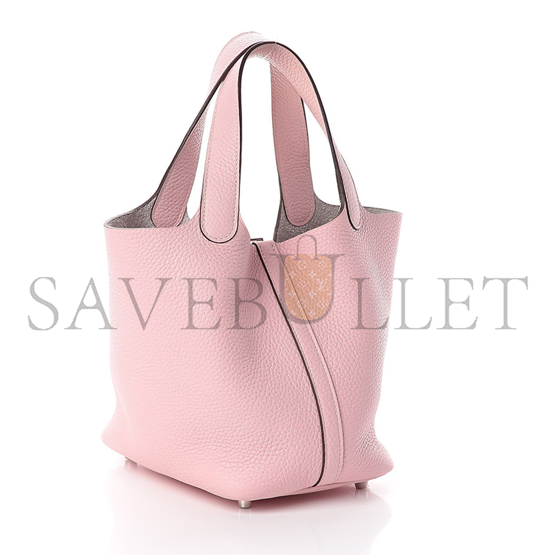 H**mes TAURILLON CLEMENCE PICOTIN LOCK 18 PM ROSE SAKURA H056289CK3Q (18*18*13cm)